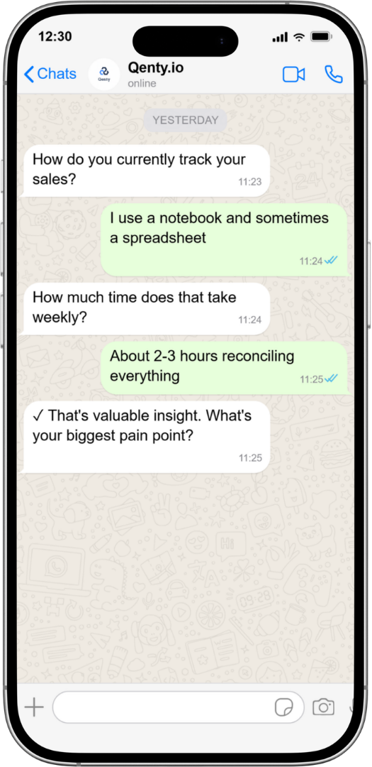 Dashboard view showing business insights collected through Qenty